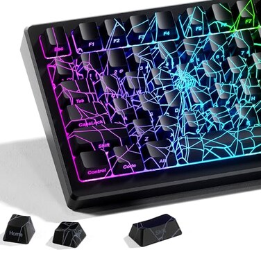 HITIME x XVX Spider Web Keycaps 60 75 100 Percent Shine Through Keycaps wIMD Tech for Mechanical Keyboards Full 118 Key Set OEM Profile Lines Backlit Side Printed Black