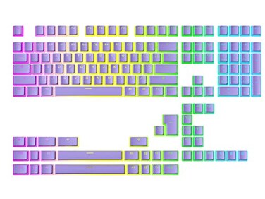 Ranked Pudding v2 PBT Keycaps 145 Double Shot Translucent ANSI US ISO Layout OEM Profile for Full Size TKL 75 65 and 60 RGB Mechanical Gaming Keyboard Lavender