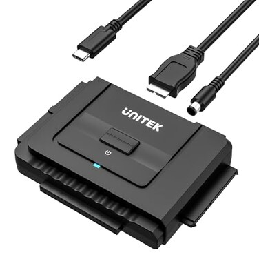 Unitek USB C to IDE and SATA Converter External Hard Drive Adapter Kit for Universal 2535 HDDSSD Hard Drive Disk One Touch Backup Function Included 12V2A Power Adapter