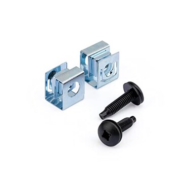 StarTech.com StarTech 50Pack 1032 19mm Screws and Square Hole Clip Nuts for 19 or 10 Server Racks Cabinets and Enclosures Black and Silver TAA