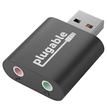 Plugable USB Audio Adapter Adds 35mm Speaker and Microphone Ports Because Your Laptop or PC Lacks an Audio Jack Compact External Sound Card Replacement PlugandPlay for Windows Mac Linux
