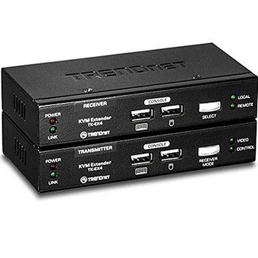 TRENDnet KVM Extension Kit Extend KeyboardVideoMouse Controls up to 100 Meters 328 ft HotKeys Transmitter Receiver PS2 VGA TKEX4
