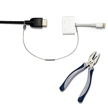TetherTies Patented PreAssembled Adapter Ties AntiTheft Cable Locks for Tools Dongles Tethers Computer adapters Steel Cable Security Lock Easy Installation with Free Crimping Tool
