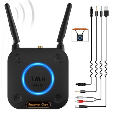 1Mii Upgraded B06Pro Long Range Bluetooth Receiver HiFi Wireless Audio Adapter Bluetooth 53 Receiver with 3D Surround aptX HD Low Latency Optical RCA AUX 35mm Coaxial for Home Stereo System