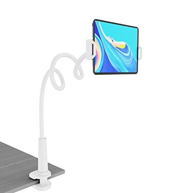 MAGIPEA Gooseneck Tablet Holder for Bed Flexible Tablet Stand Holder with 360 Adjustable Hands Free Tablet Mount Clip Compatible with iPadKindleSwitchGalaxy Tabs More 4713 Devices White