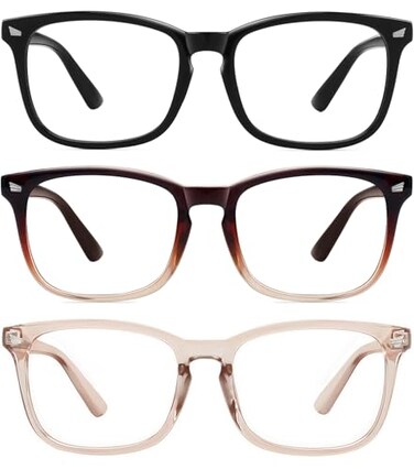 MEETSUN 3Pack Blue Light Blocking Glasses Anti Eye Strain Headache Sleep Better Computer Glasses UV400 Lens Black Brown Gradient Coffee