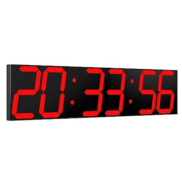 CHKOSDA Digital Wall Clock Oversize Led Digital Clock Large Display with Auto Dimmer Huge Countdown Timer with Remote Control 27 Wide Led Display 6 Digits Wall Mount Date and Temperature Red