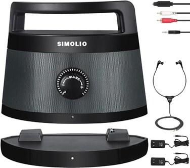 SIMOLIO 621D PLUS Wireless TV Speakers for Hard of Hearing Seniors Voice Enhanced Bluetooth Speaker for Smart TVs with 3 EQ 2 Powerful Loudspeakers 164ft Range TV Bluetooth Modes 2 Adapters