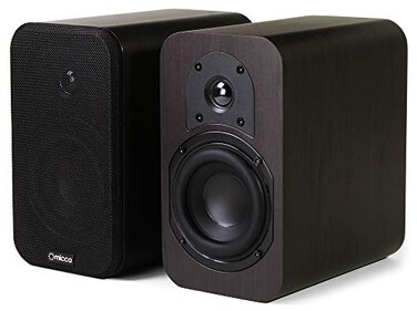 Micca RB42 Reference Bookshelf Speaker with 4Inch Woofer and Silk Tweeter Dark Walnut Pair