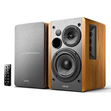 Edifier R1280DB Powered Bluetooth Bookshelf Speakers Optical Input Wireless Studio Monitors 4 Inch Near Field Speaker 42w RMS Wood Grain