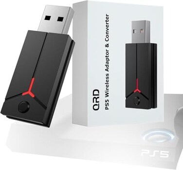 QRD 2in1 Wireless Adapter Converter USB Converter for PS5 Console Wireless Adapter Compatible with PS5 PC Spark N5 Wireless Controller