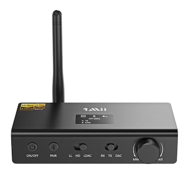 1Mii DS700 HiFi Bluetooth Audio Transmitter Receiver for TV Long Range Wireless Adapter with Audiophile DAC LDACaptX HDaptX LL OLED Display Optical Coaxial InputOutput RCA Output Only