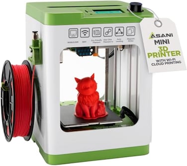 Asani Fully Assembled Mini 3D Printer for Kids and Beginners Complete Starter Kit with Auto Leveling 3D Printing Machine 10M PLA Filament and SD Card WiFi 3D Home Printer for MAC Windows Linux Green