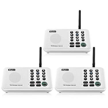 Wuloo Intercoms Wireless for Home 5280 Feet Range 10 Channel 3 Code Wireless Intercom System for Home House Business Office Room to Room Intercom Home Communication System 3 Packs White