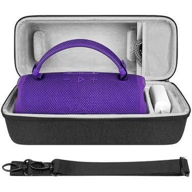 Geekria Shield Speaker Case Compatible with JBL Charge 6 Replacement Hard Shell Portable Protective Carrying Bag with Cable Storage Keychain Hook Travel Shoulder Strap Dark Grey