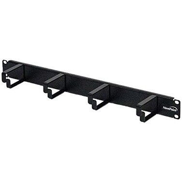 Navepoint 1U Horizontal 19Inch Rack Mount Cable Management Panel with 4 DRings 2Inches Deep Black