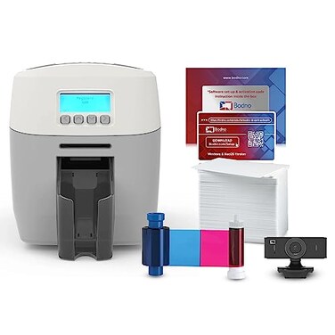 Bodno Magicard 600 Dual Sided ID Card Printer Complete Supplies Package ID Software Silver Edition