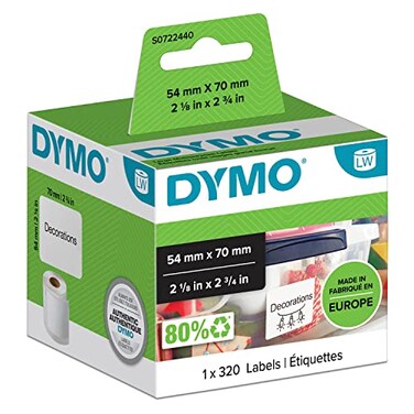 Dymo 54 mm x 70 mm LW MultiPurpose Labels Roll of 320 EasyPeel Labels Self Adhesive for LabelWriter Label Makers Authentic