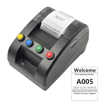 KOQICALL Take a Number Printer Ticket Thermal Printer Ticket Machine with 57mm Receipt Ticket Roll Show Different Department Name and Queue Number for Wireless Calling System for Haunted HouseTP4 Way