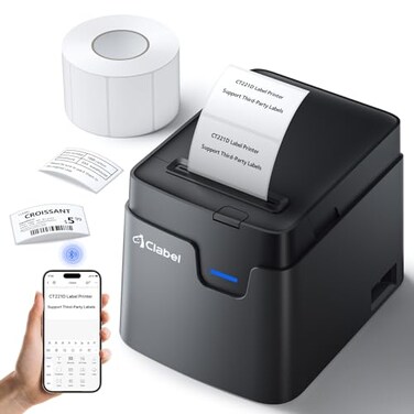 CLABEL Desk Bluetooth Barcode Label Printer 221D Label Maker with Direct Thermal Printing 2 Inch Print Width for Barcodes Address Office Warehouse with 1 Roll Label