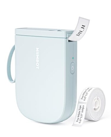 NIIMBOT 300 DPI D11 Label Maker Machine with 1 Tape Mini Portable Label Printer Bluetooth Thermal Label Printer Sticker Labeler for Office Home Kitchen School Organization Blue