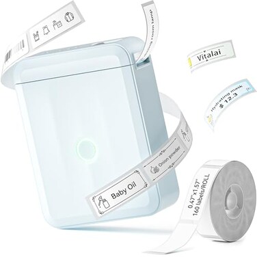 NIIMBOT D110 New Version Label Maker Machine with Tape Handheld Bluetooth Label Printer Mini Thermal Printer Sticker Maker for Organizing Home Kitchen School Blue