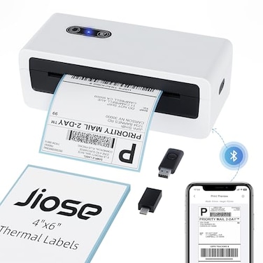 Jiose Shipping Label Printer 4x6 Desktop Thermal Label Printer for Small Business Compatible with MacOS Windows