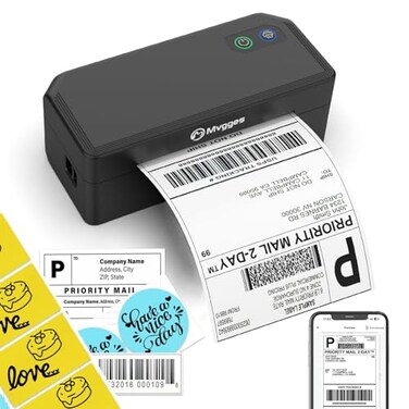 Mvgges Shipping Label PrinterBluetooth 4x6 Thermal Label Printer for Small Business Office or Home Compatible with Android iOS Windows and Mac Widely Used for AmazonUSPSEtsy