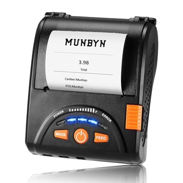 MUNBYN Bluetooth Receipt Printer 58mm Mini Wireless POS Thermal Printer for Restaurant Portable for AndroidWindows