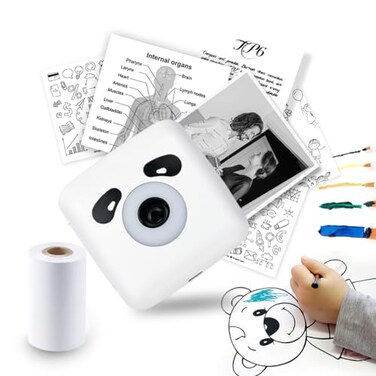 vretti Sticker Printer TP6S Print Pod Mini Printer 300DPI Thermal Sticker Maker Machine Portable Pocket Printers with 1Roll Paper for Photos Study Graphics Notes Journal DIY Gift Blessings