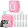 HUIJUTCHEN Inkless Mini Thermal Pocket Printer Wireless Mini Sticker Printer with 10 Rolls Thermal Paper for iOSAndroid Portable Mini Photo Printer for Notes Journal Memo Photo Study Pink