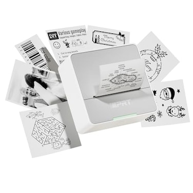 iDPRT Mini Sticker Printer Machine with 1 Roll Sticker Paper Portable Thermal Printer for Study Grey