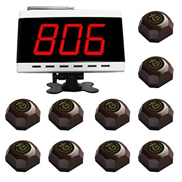 SINGCALL Wireless Calling System Patient Calling System Wireless Table Call System for Hospital Restaurant Pack of 1 Display and 10 Table Bells