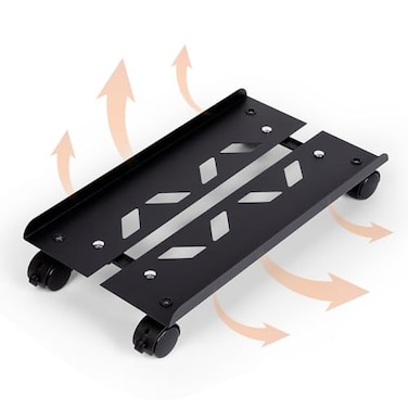 Hovadova Mobile PC Tower Stand Adjustable Metal Computer Tower Stand PC Floor Stand with 4 Locking Caster Wheels CPU Holder for OfficeGamers and Students