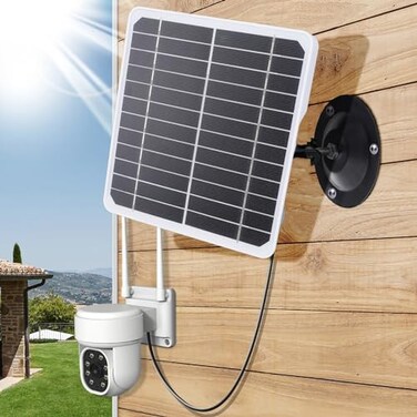 Asixxsix Solar Panel for Security Camera 20W 5V Solar Panel Compatible with Rechargeable Battery Camera Outdoor IP68 USB Waterproof Solar Panel Charger with Adjustable Mount