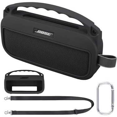 co2CREA Soft Silicone Case Replacement for Bose New SoundLink Flex 2nd Gen Bluetooth Portable Speaker Silicone Case Black Case