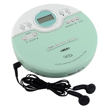 Studebaker SB3703MW Joggable Personal CDMP3 Player with Audio Book Compatibility Bookmark Feature and FM PLL Radio MintWhite