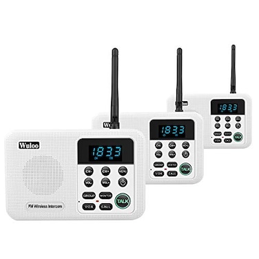 Wuloo Intercoms Wireless for Home 1 Mile Range 22 Channel 100 Digital Code Display Screen Wireless Intercom System for Home House Business Office Room to Room Intercom Communication3Stations White