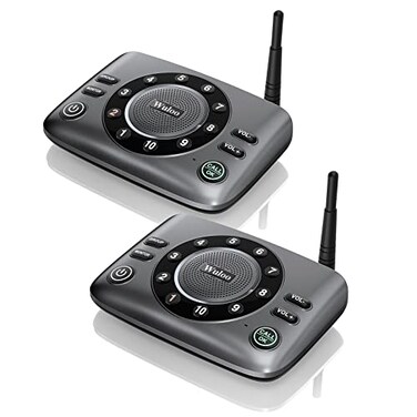 Wuloo HandsFree Intercoms Wireless for Home Business Upgrade Two Way Audio Intercom System for Elderly Full Duplex Room to Room Intercom with 5280 ft Range Clear Sound AntiInterference Pack of 2