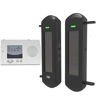 HTZSAFE Solar Wireless Driveway Alarm System12 Mile Long Transmission Range300 Feet Wide Sensor RangeNo Wiring No Need Replace BatteryOutdoor Weatherproof Security Perimeter Alert System KIT