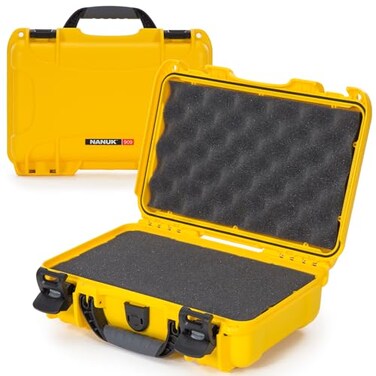 NANUK 909 Travel Hard Case with Customizable Cubed Foam Waterproof Camera Case 126 x 9 x 44 Lightweight Lockable Dustproof ImpactResistant Durable Protective Case Yellow