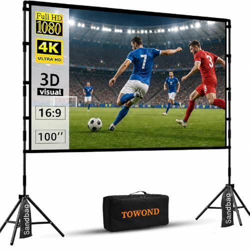تووند Towond Projector Screen With Stand 100 inch