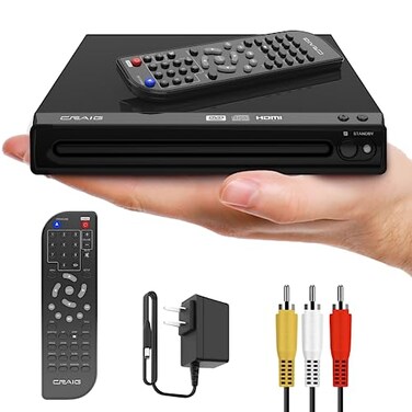 Craig CVD401A Compact HDMI DVD Player with Remote in Black Compatible with DVDRDVDRWJPEGCDRCDRCD Progressive Scan UpConvert to 1080p