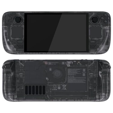 eXtremeRate Replacement Full Set Housing Shell with Buttons for Steam Deck OLED Handheld Console Custom DIY Clear Slate Black Faceplate Back Plate Trackpad Case for Steam Deck OLED Console