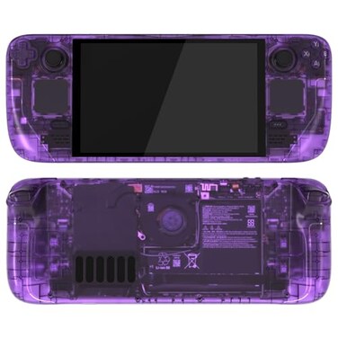 eXtremeRate Replacement Full Set Housing Shell with Buttons for Steam Deck OLED Handheld Console Custom DIY Clear Atomic Purple faceplate Back Plate Trackpad Case for Steam Deck OLED Console