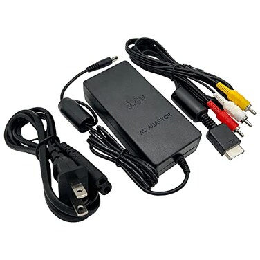 CUENSTOP Power Supply and AV Cable for PS2 AC Power Adapter and AV Cable Compatible with PlayStation 2 PS2 Slim AC 70000 Console Replacement Set