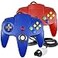 Burcica Classic 64 Wired Controller Joystick for N64 Game System N64 Console 2Packs Red and Blue