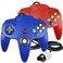 Burcica Classic 64 Wired Controller Joystick for N64 Game System N64 Console 2Packs Red and Blue