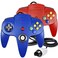 Burcica Classic 64 Wired Controller Joystick for N64 Game System N64 Console 2Packs Red and Blue