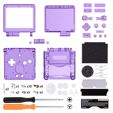 eXtremeRate IPS Ready Upgraded Clear Atomic Purple Custom Replacement Housing Shell for Gameboy Advance SP GBA SP Compatible with Both IPS Standard LCD Console Screen NOT Included
